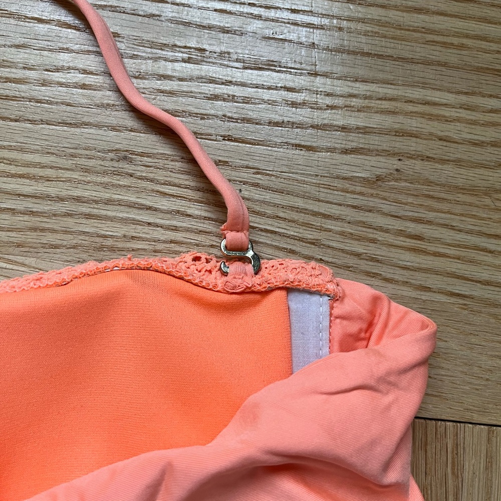 Orange Bikini Top with Lace Overlay - Picture 4 of 4